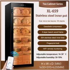 High quality electric tea cabinet constant temperature and humidity controlled tea preservation cabinet with beech wood shelves
