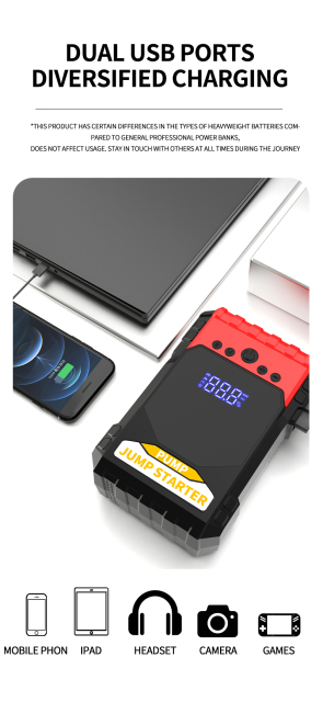 High Quality 4 in 1 Jump Starter air Compressor 12v Wired Charge Portable Jump Starter for Car