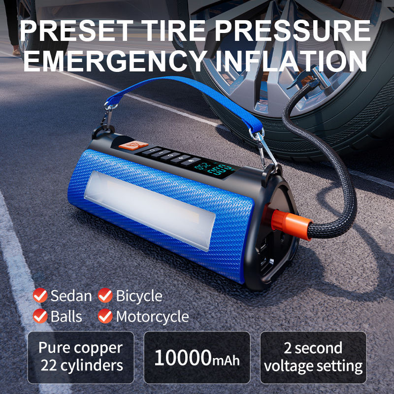 12V 10000mAh Emergency Power Jumper Pack Booster Box Car Jumpstarter with Tire Compressor