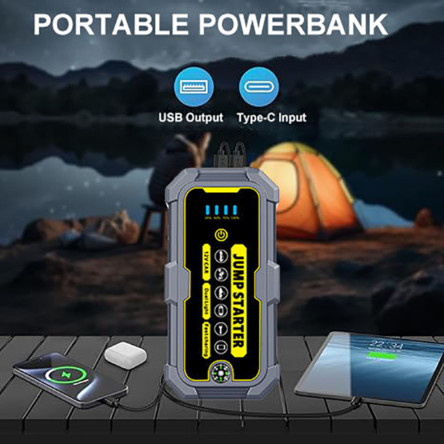 Multi-function 12V 6000mAh 1000A Phone Charging LCD Screen Portable Car & Truck Jump Starter Power Station with Light
