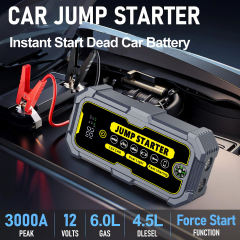 Multi-function 12V 6000mAh 1000A Phone Charging LCD Screen Portable Car & Truck Jump Starter Power Station with Light