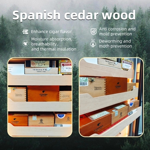 Updated 84L Electric Cigar Humidor Cabinet XL560NN Compressor Constant Temperature and Humidity Cedar Wood Home Cigar Box Moisturizing Cabinet