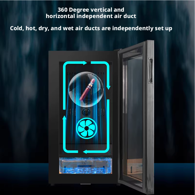 Stainless steel cigar humidor cigar cabinet with constant temperature and humidity control, pine inner liner, cigarette refrigeration compressor, air-cooled moisturizing WIFI with lock
