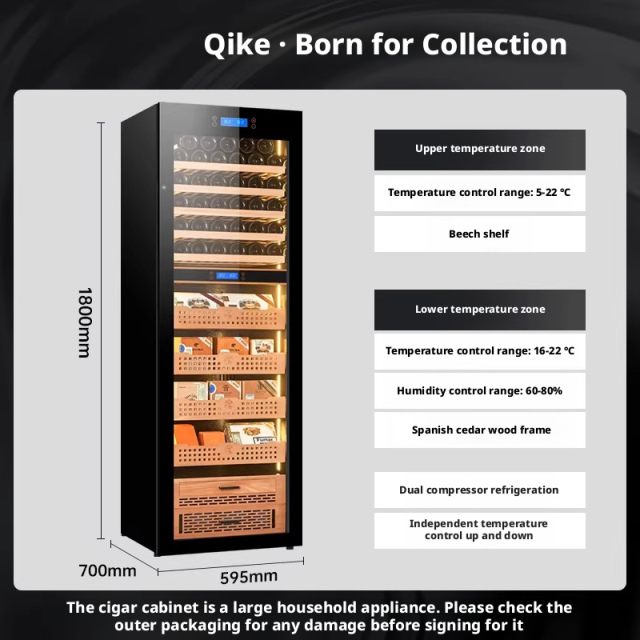 JK80 Cigar Cabinet Constant Temperature and Humidity Red Wine Tea Multi functional Moisturizing Refrigerator Compressor Dual Temperature Integrated Cabinet