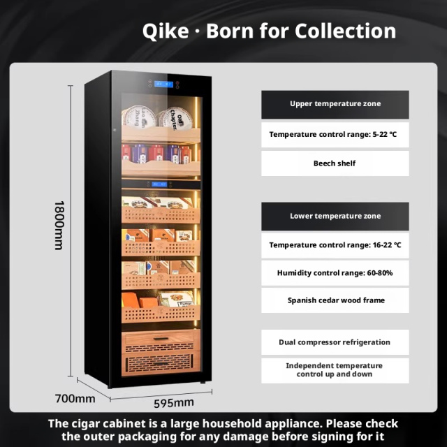 JK80 Cigar Cabinet Constant Temperature and Humidity Red Wine Tea Multi functional Moisturizing Refrigerator Compressor Dual Temperature Integrated Cabinet
