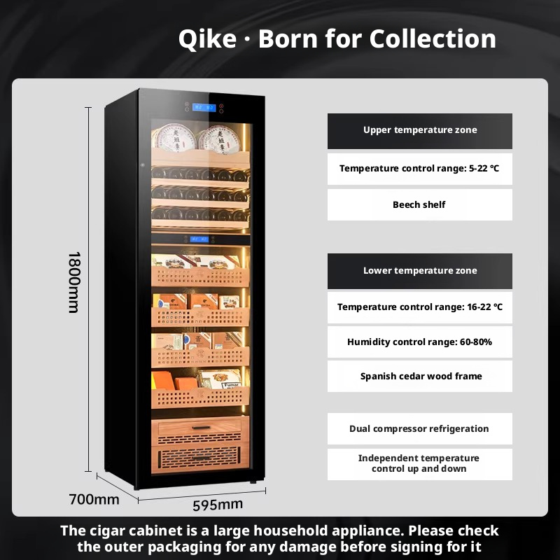 JK80 Cigar Cabinet Constant Temperature and Humidity Red Wine Tea Multi functional Moisturizing Refrigerator Compressor Dual Temperature Integrated Cabinet
