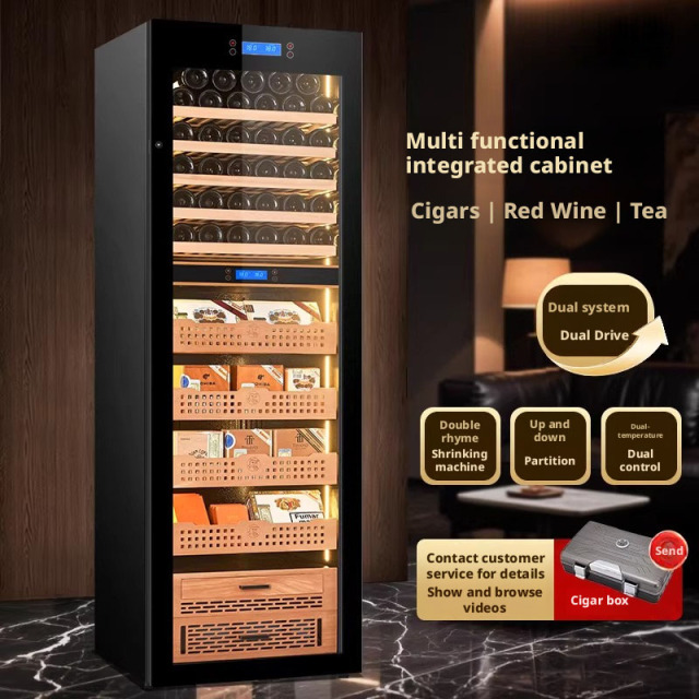 JK80 Cigar Cabinet Constant Temperature and Humidity Red Wine Tea Multi functional Moisturizing Refrigerator Compressor Dual Temperature Integrated Cabinet