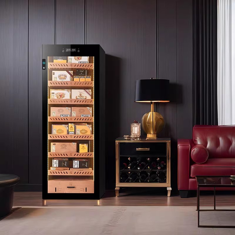 YC-168JD Cigar Humidor Cabinet Constant Temperature and Humidity Household Storage Bare Keeping Cigar Machine Moisturizing Cigar Large Capacity Fingerprint Lock