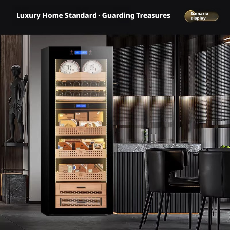 JK80 Cigar Cabinet Constant Temperature and Humidity Red Wine Tea Multi functional Moisturizing Refrigerator Compressor Dual Temperature Integrated Cabinet