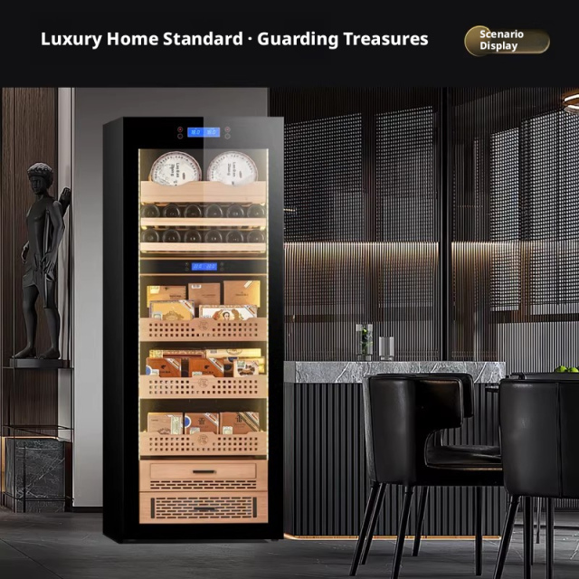 JK80 Cigar Cabinet Constant Temperature and Humidity Red Wine Tea Multi functional Moisturizing Refrigerator Compressor Dual Temperature Integrated Cabinet