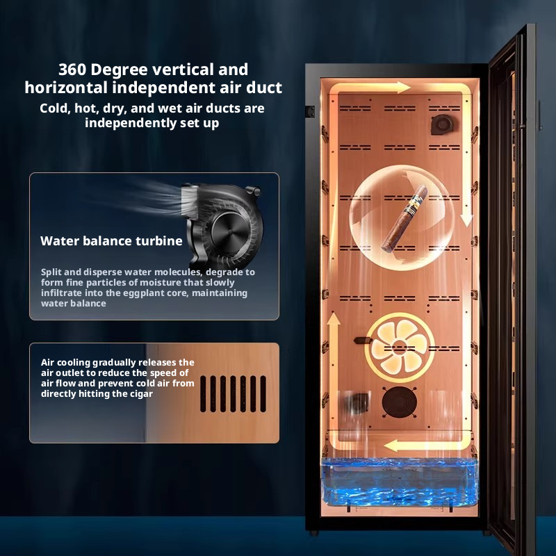 YC-168JD Cigar Humidor Cabinet Constant Temperature and Humidity Household Storage Bare Keeping Cigar Machine Moisturizing Cigar Large Capacity Fingerprint Lock