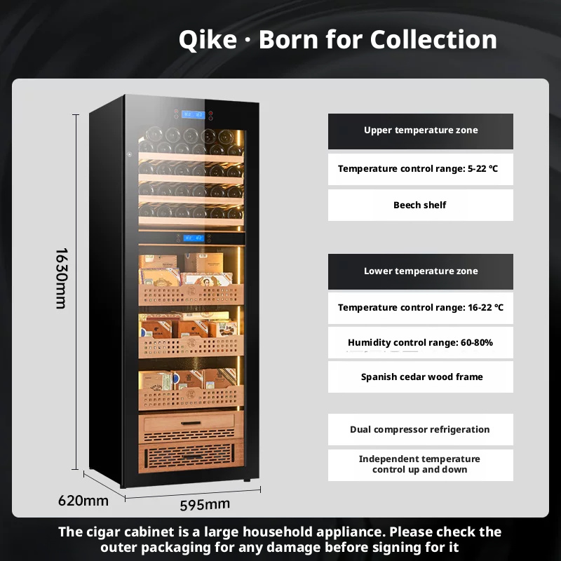 JK80 Cigar Cabinet Constant Temperature and Humidity Red Wine Tea Multi functional Moisturizing Refrigerator Compressor Dual Temperature Integrated Cabinet
