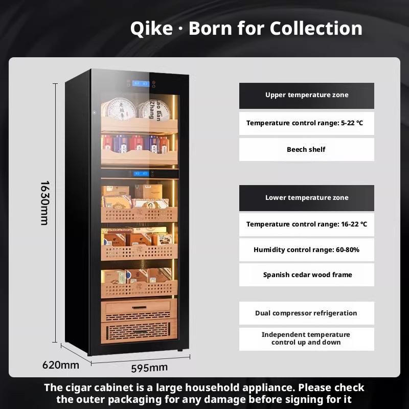 JK80 Cigar Cabinet Constant Temperature and Humidity Red Wine Tea Multi functional Moisturizing Refrigerator Compressor Dual Temperature Integrated Cabinet