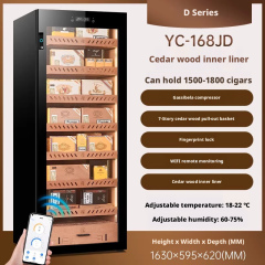 YC-168JD Cigar Humidor Cabinet Constant Temperature and Humidity Household Storage Bare Keeping Cigar Machine Moisturizing Cigar Large Capacity Fingerprint Lock