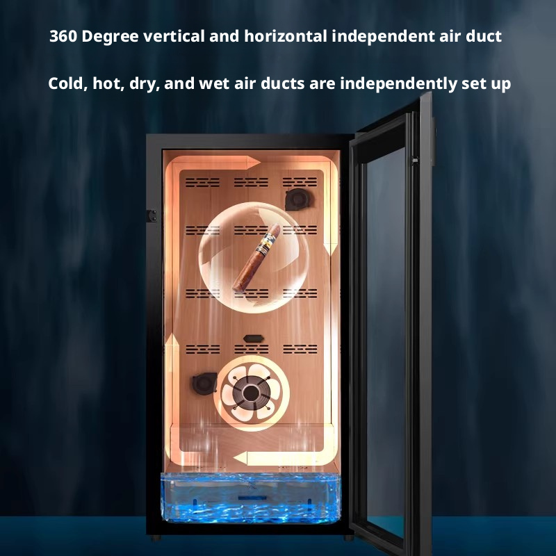 YC-128JD Cigar Cabinet Constant Temperature and Humidity Compressor Refrigeration Moisturizing Red Wine Display Cabinet Fingerprint Lock