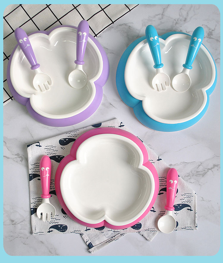 Baby Flower-shaped Bowl Fork & Spoon Set