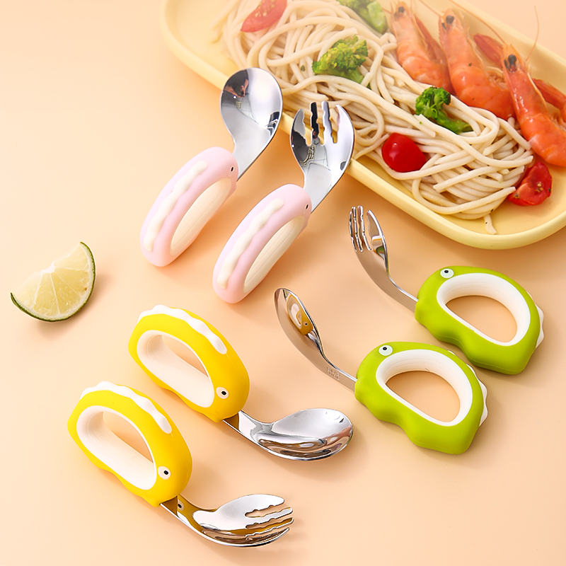 Cartoon Dinosaur Spoon & Fork Set Silicone 316L