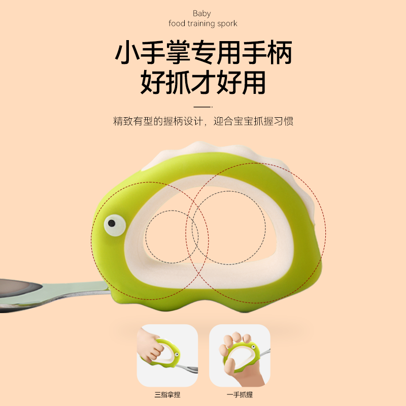 Cartoon Dinosaur Spoon & Fork Set Silicone 316L