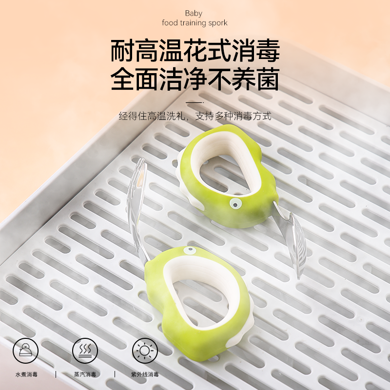 Cartoon Dinosaur Spoon & Fork Set Silicone 316L