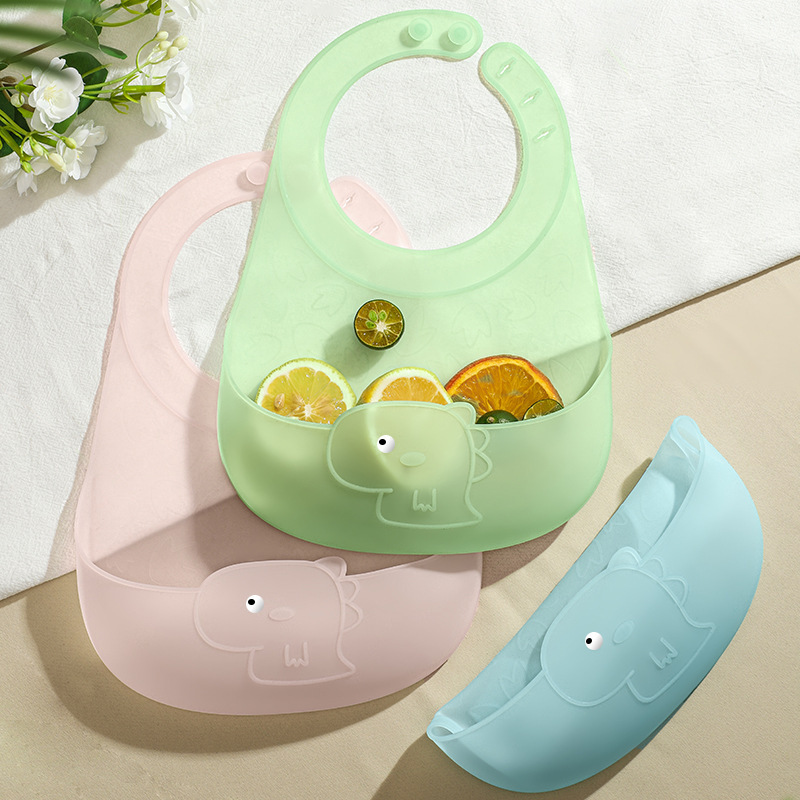 Cartoon Dinosaur Bib Light Weight Silicone