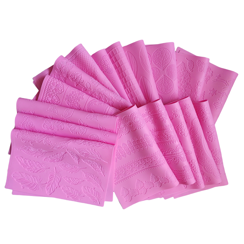 16 Designs Silicone Peeling Mat 3D Sugar Craft Mold Candle Decration Border Mould Lace Pad JS017-JS032