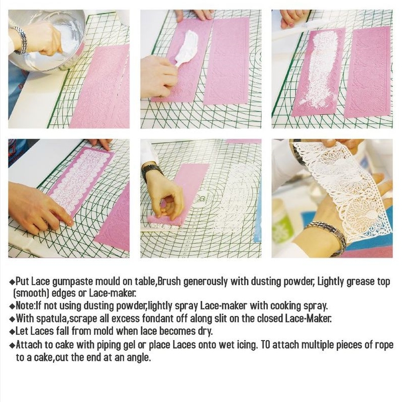 16 Designs Silicone Peeling Mat 3D Sugar Craft Mold Candle Decration Border Mould Lace Pad