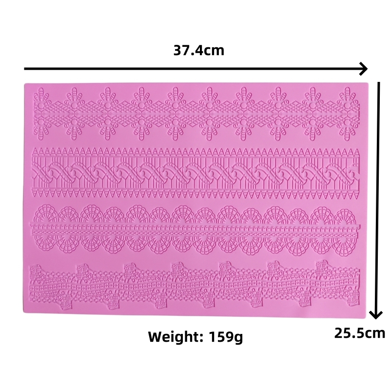 16 Designs Silicone Peeling Mat 3D Sugar Craft Mold Candle Decration Border Mould Lace Pad JS017-JS032