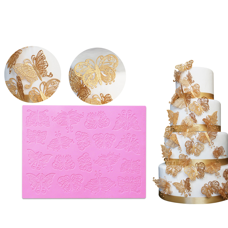 16 Designs Silicone Peeling Mat 3D Sugar Craft Mold Candle Decration Border Mould Lace Pad JS017-JS032