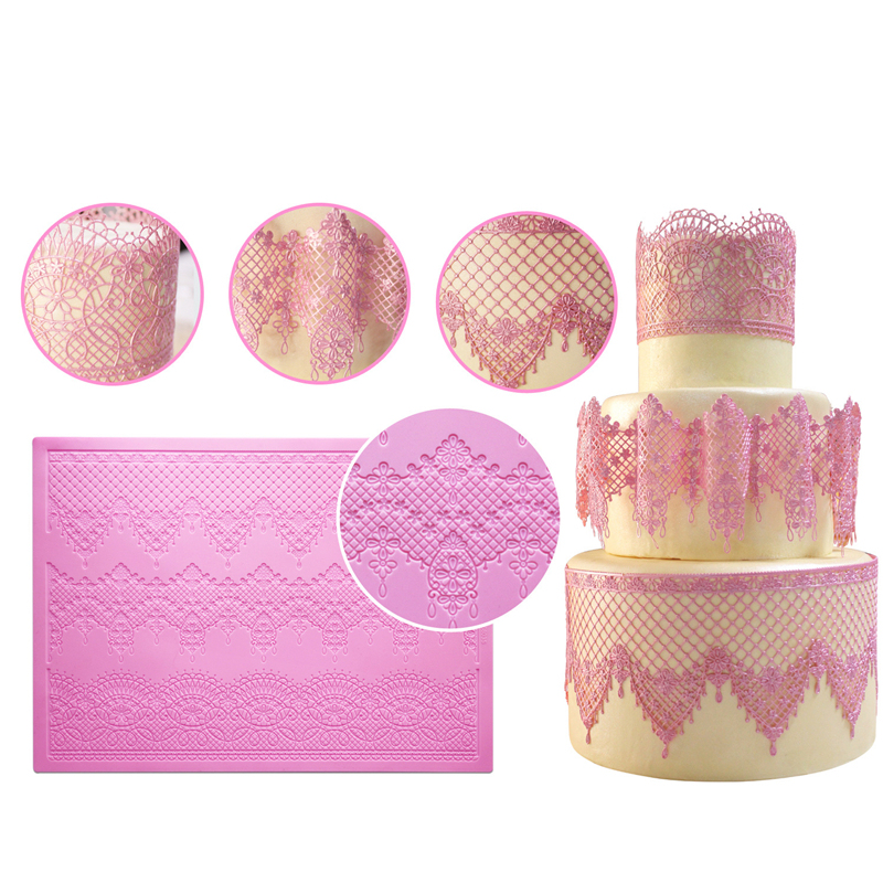 16 Designs Silicone Peeling Mat 3D Sugar Craft Mold Candle Decration Border Mould Lace Pad JS017-JS032
