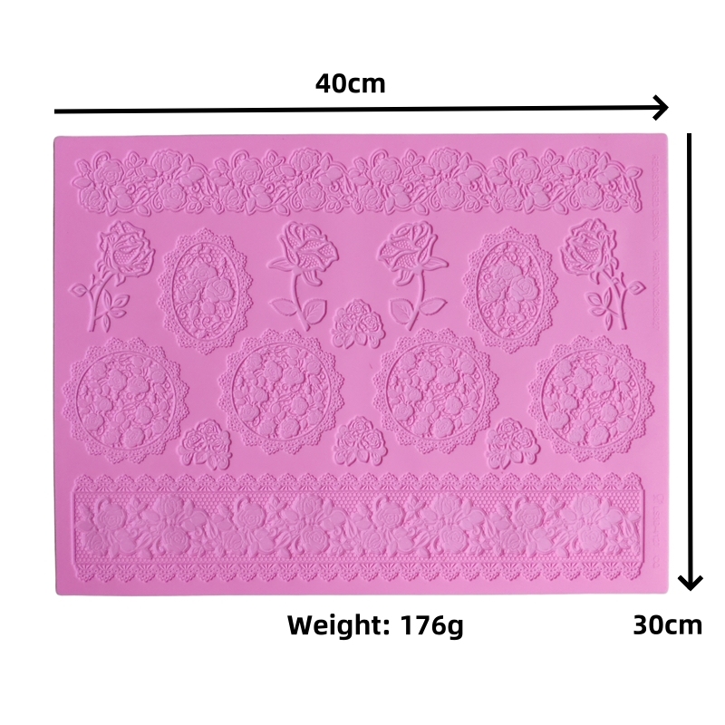 16 Designs Silicone Peeling Mat 3D Sugar Craft Mold Candle Decration Border Mould Lace Pad JS017-JS032