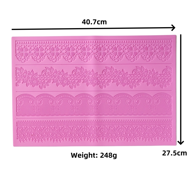 16 Designs Silicone Peeling Mat 3D Sugar Craft Mold Candle Decration Border Mould Lace Pad JS017-JS032