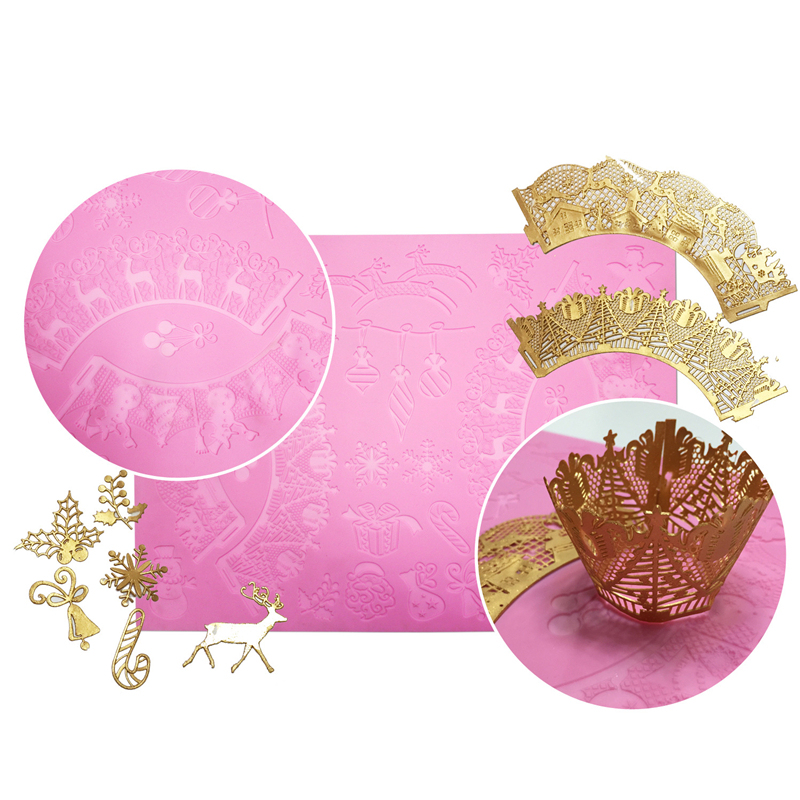 16 Designs Silicone Peeling Mat 3D Sugar Craft Mold Candle Decration Border Mould Lace Pad JS017-JS032