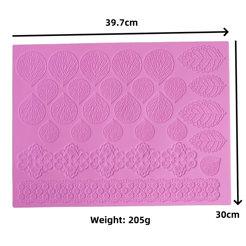 16 Designs Silicone Peeling Mat 3D Sugar Craft Mold Candle Decration Border Mould Lace Pad JS017-JS032