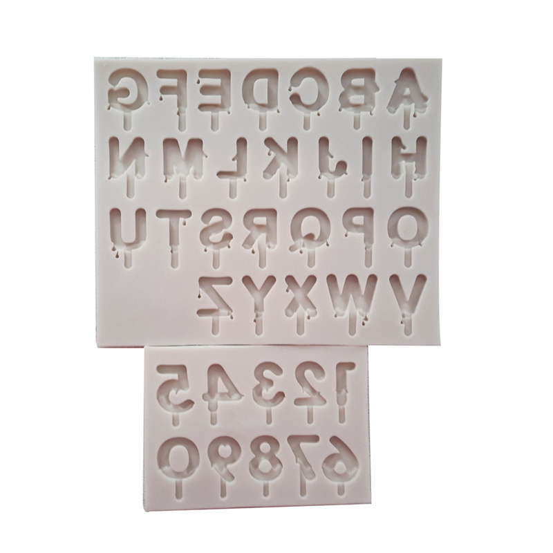 Melting Ice Numbers 0-9 Alphabet Silicone Mold Fondant Mould Cake Decoration Tools Candle Mold