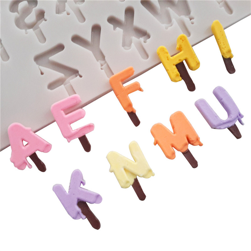 Melting Ice Numbers 0-9 Alphabet Silicone Mold Fondant Mould Cake Decoration Tools Candle Mold