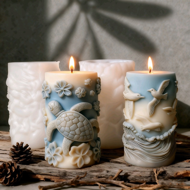 Cylinder-shaped Turtle Sea Gull Silicone Mold Aromatherapy Candle