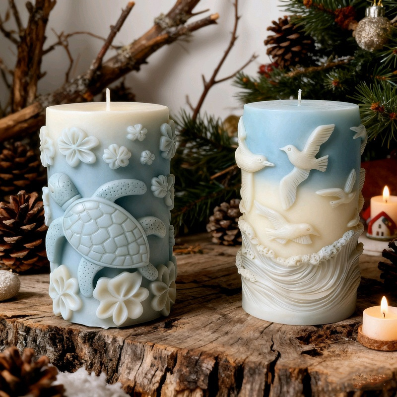 Cylinder-shaped Turtle Sea Gull Silicone Mold Aromatherapy Candle