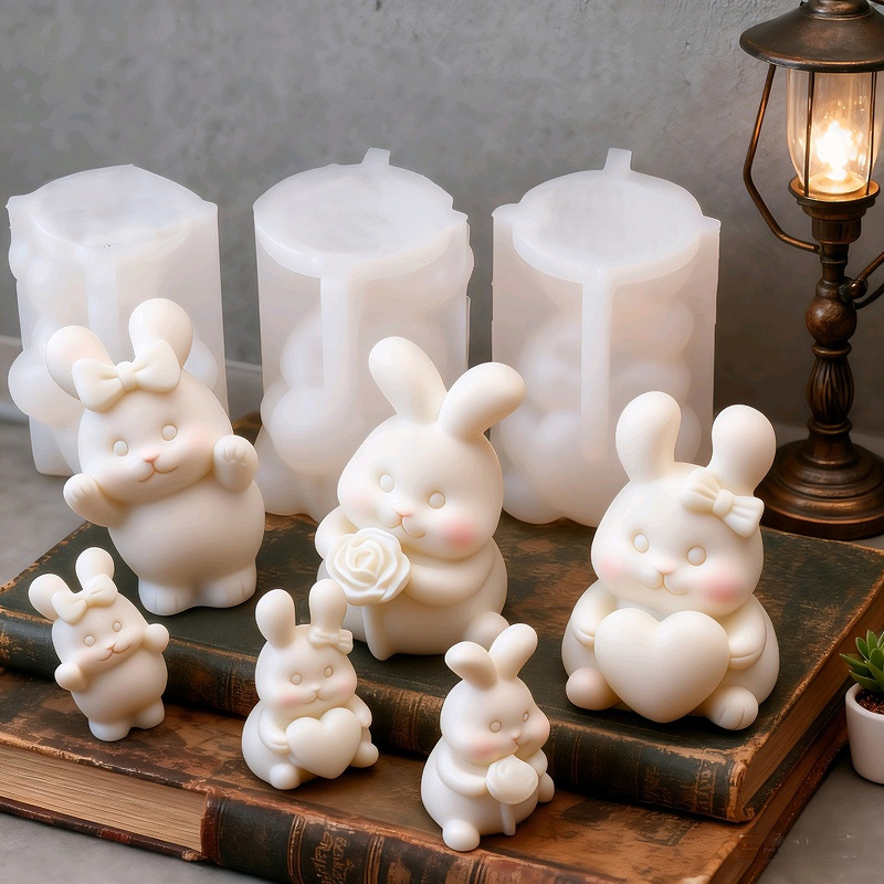 Rabbit-shaped Silicone Mold Aromatherapy Candle Epoxy Resin Gypsum Display DIY