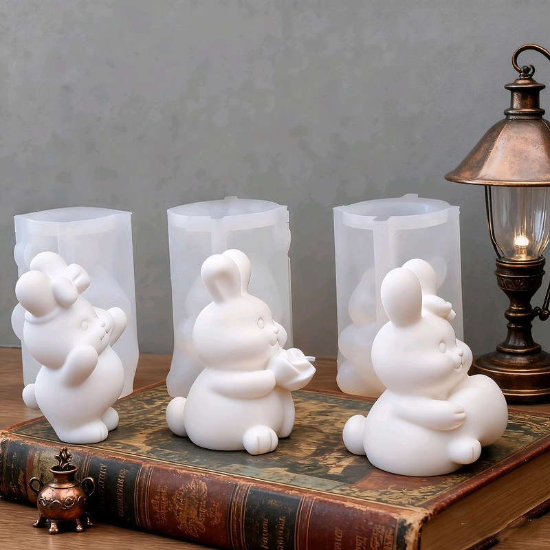 Rabbit-shaped Silicone Mold Aromatherapy Candle Epoxy Resin Gypsum Display DIY