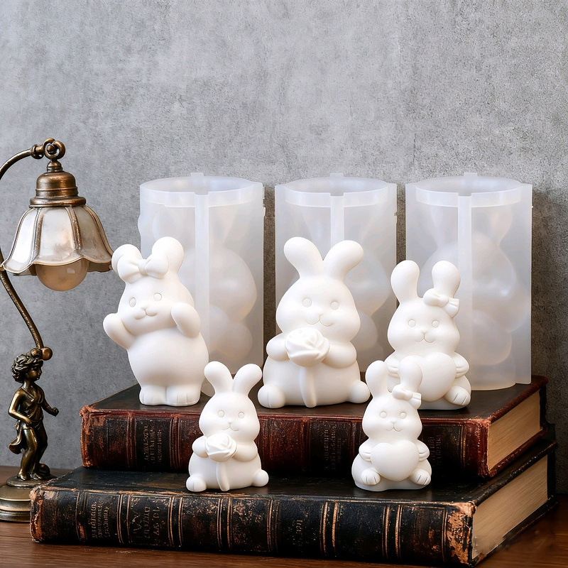 Rabbit-shaped Silicone Mold Aromatherapy Candle Epoxy Resin Gypsum Display DIY