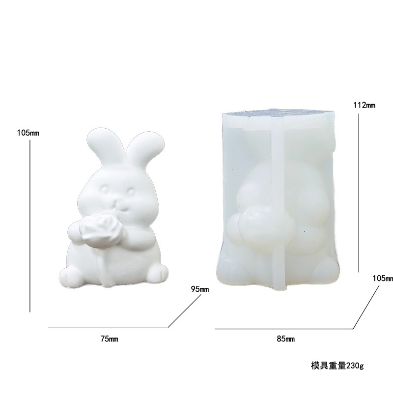 Rabbit-shaped Silicone Mold Aromatherapy Candle Epoxy Resin Gypsum Display DIY