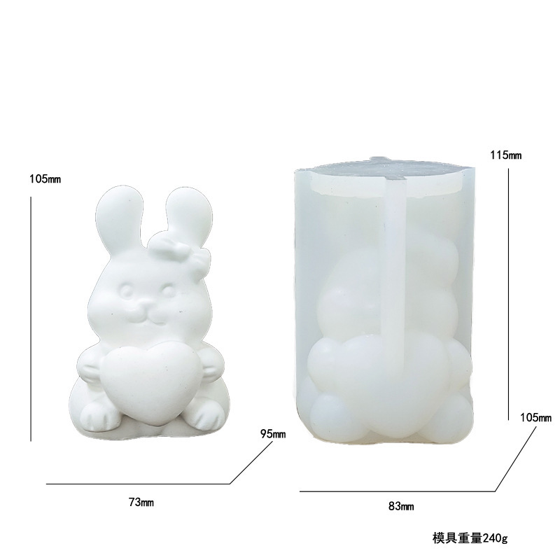 Rabbit-shaped Silicone Mold Aromatherapy Candle Epoxy Resin Gypsum Display DIY