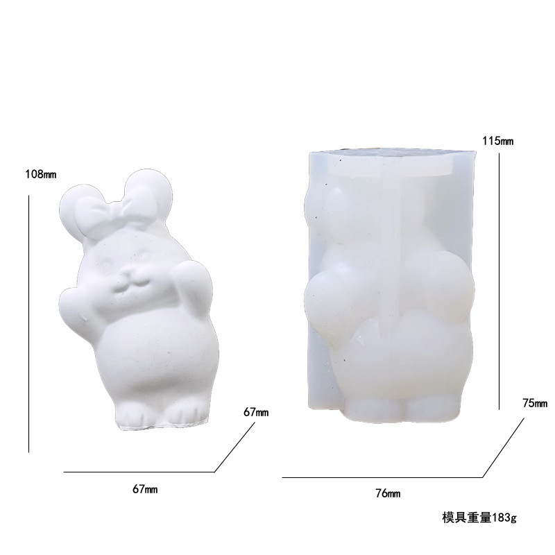Rabbit-shaped Silicone Mold Aromatherapy Candle Epoxy Resin Gypsum Display DIY