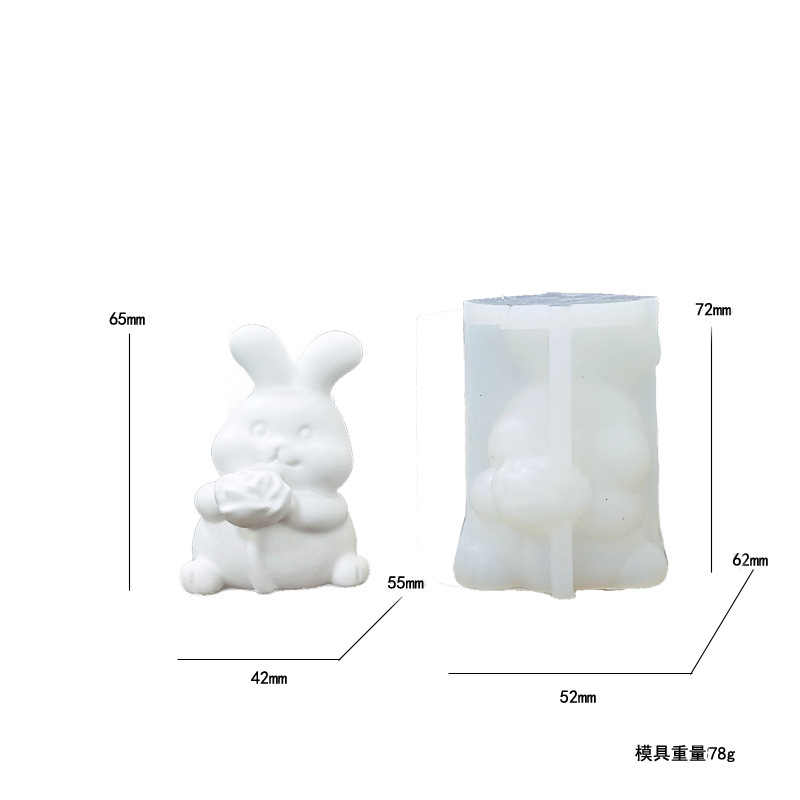 Rabbit-shaped Silicone Mold Aromatherapy Candle Epoxy Resin Gypsum Display DIY