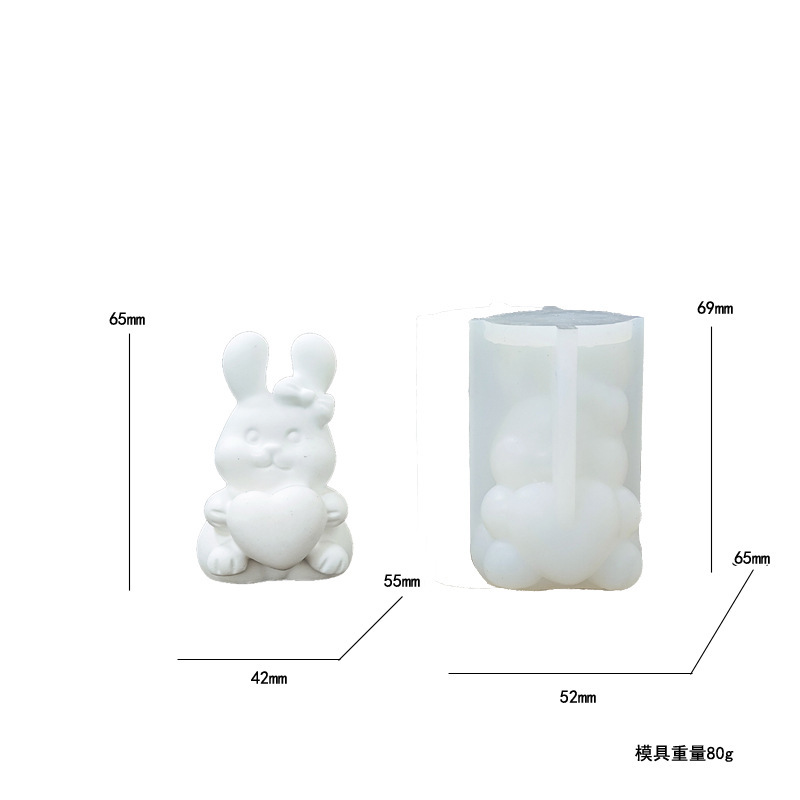Rabbit-shaped Silicone Mold Aromatherapy Candle Epoxy Resin Gypsum Display DIY