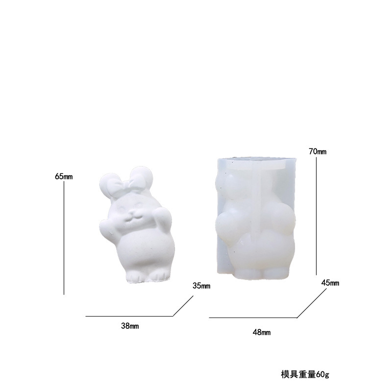 Rabbit-shaped Silicone Mold Aromatherapy Candle Epoxy Resin Gypsum Display DIY