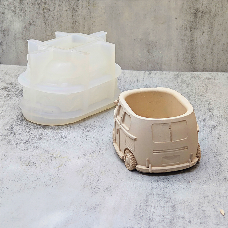 Bus-shaped Flower Pot Silicone Mold DIY Gypsum Resin Epoxy Craftwork