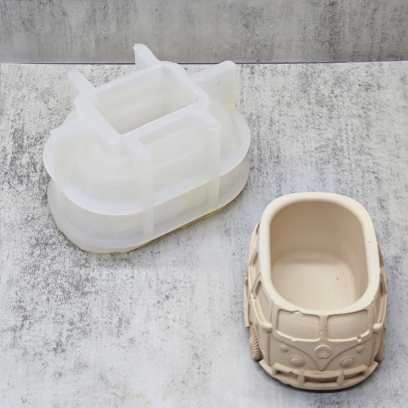 Bus-shaped Flower Pot Silicone Mold DIY Gypsum Resin Epoxy Craftwork