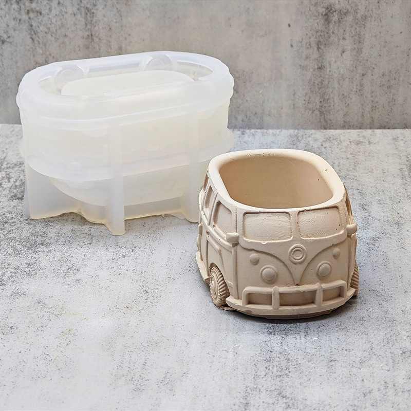 Bus-shaped Flower Pot Silicone Mold DIY Gypsum Resin Epoxy Craftwork