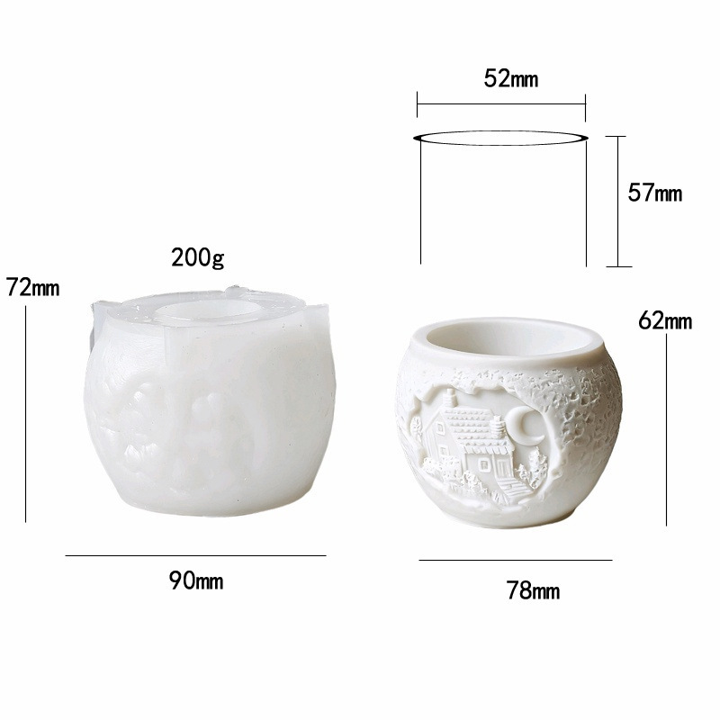 House Moon Sailboat Mountain Elements Flower Pot Silicone Mold DIY Gypsum Resin Epoxy Craftwork